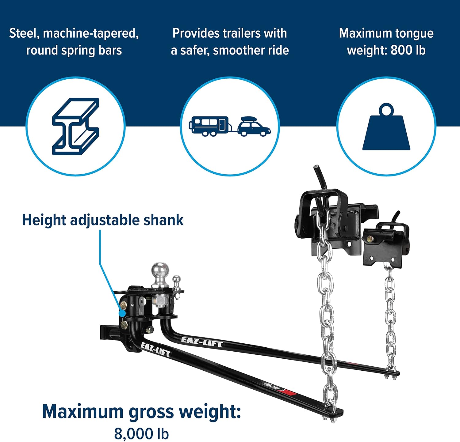 Eaz-Lift Elite 1,000lb Weight Distribution Hitch with Height Adjustable Forged Shank (48053)