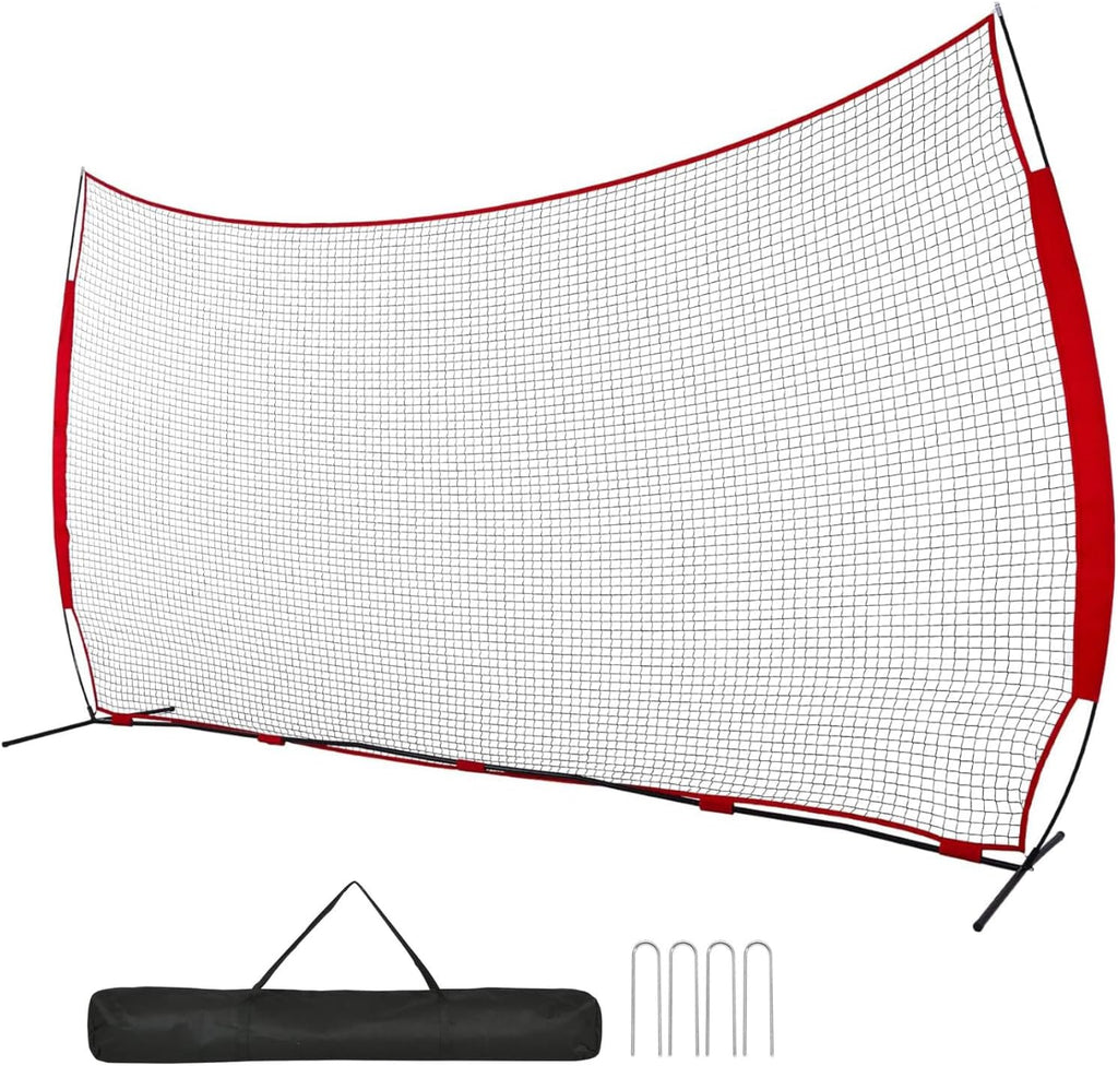 16x10FT Sports Barrier Net, Barricade Backstop Net with Upgrade Steel Frame, Protective Net for Baseball, Lacrosse, Soccer, Basketball & More