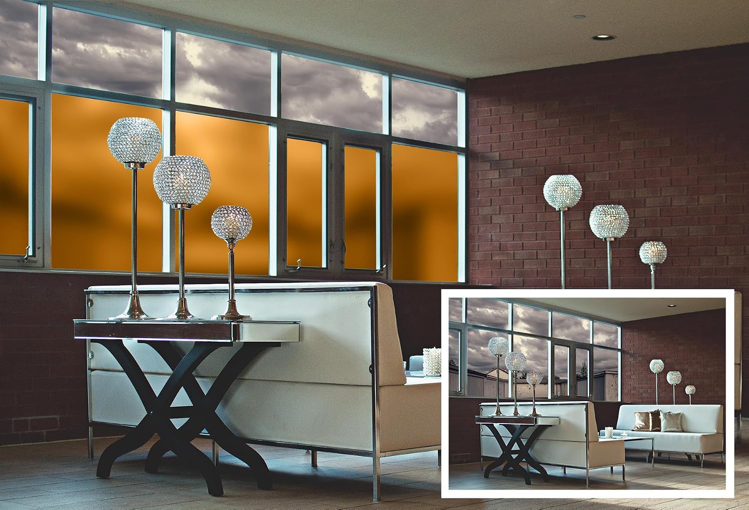 Window Film, Frosted Amber Static Cling, Color Privacy Film, Decorative Window Film, Frosted Colors (20' x 12ft)