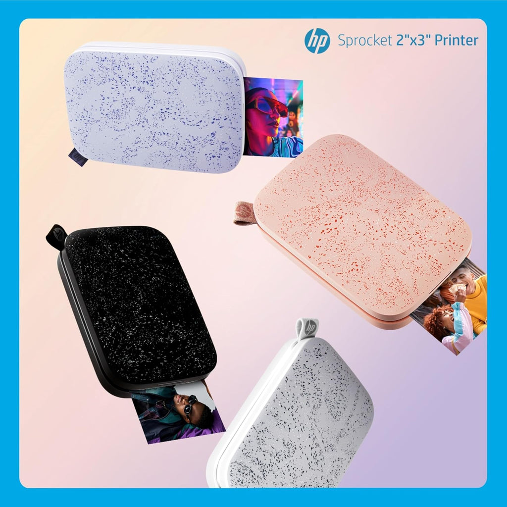 HP Sprocket 2x3 Instant Smartphone Photo Printer 75 Sheets Bundle - Bluetooth Portable Color Wireless Mobile Printer (Luna Pearl) Zink Sticky-Back Photos