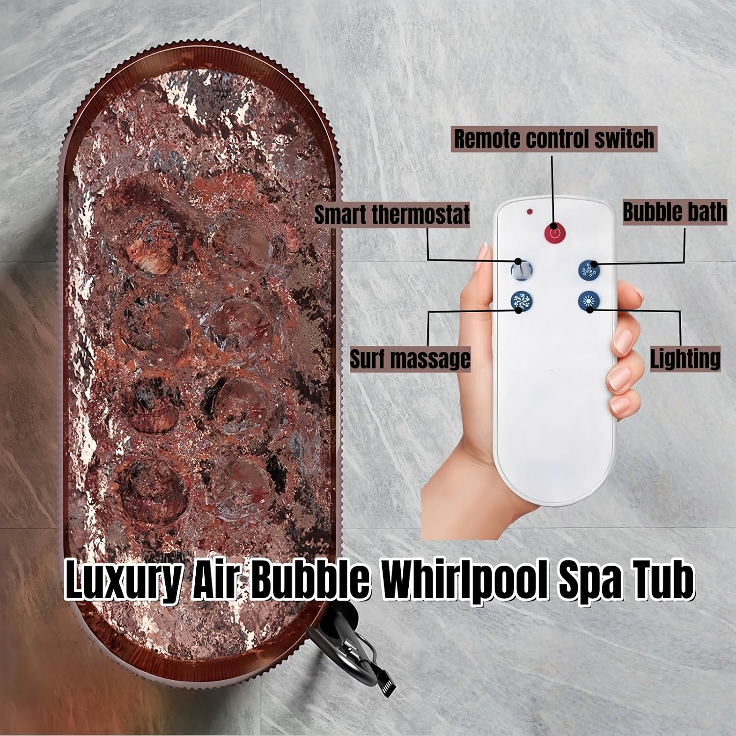 67' Edeyeu Freestanding Bathtub – Luxury Soaking Tub with Air-Bubble Massage, Transparent Resin Design, Extra-Deep Comfort, and Durable One-Piece Solid Surface Bathtub Construction Regular Version