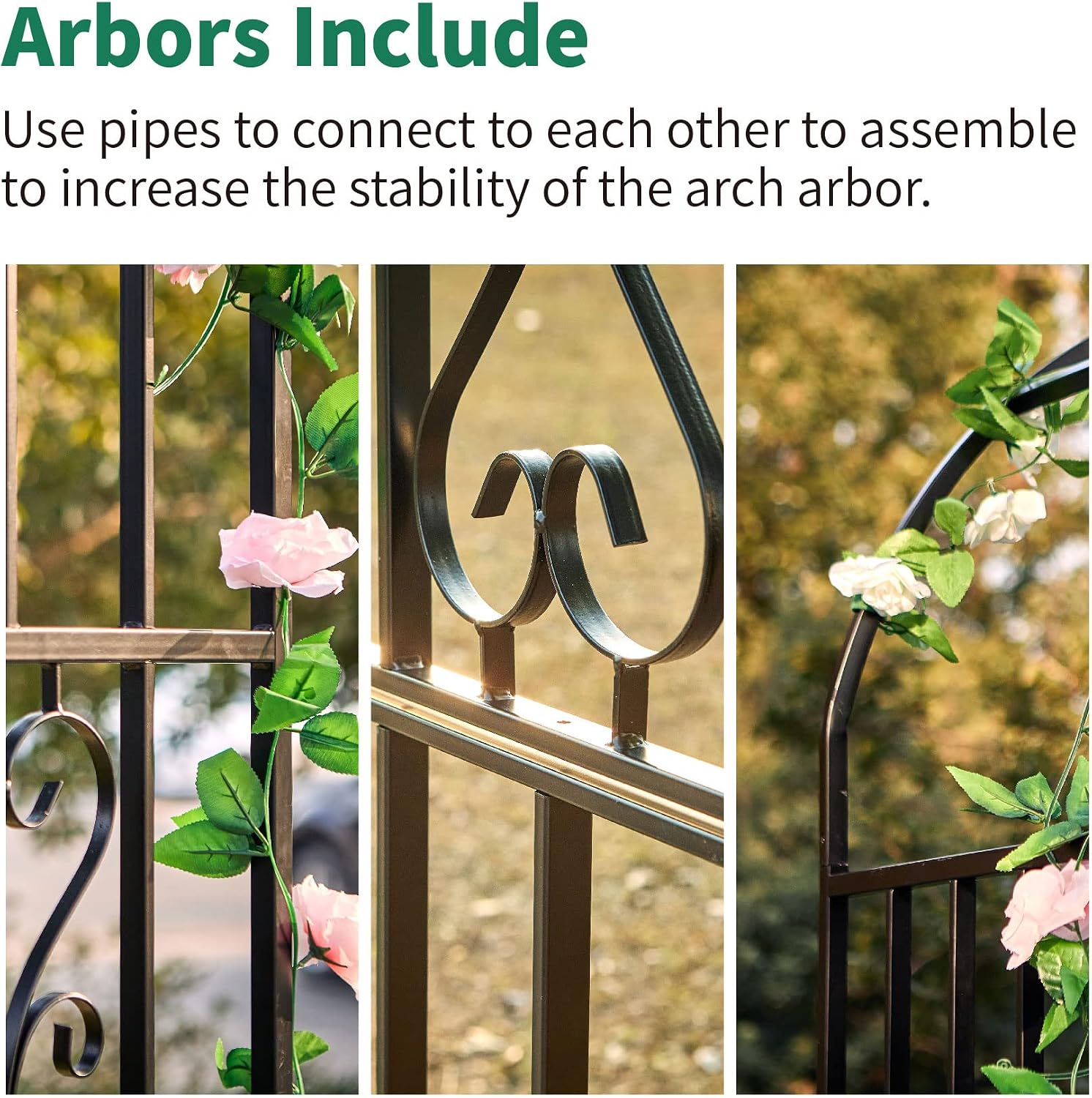 Metal Pergola Arbor, 100' H x 45' W Garden Arch Archway for Wedding Ceremony Party Curved Iron Plants Trellis Stand Use for Outdoor Garden Climbing Plants