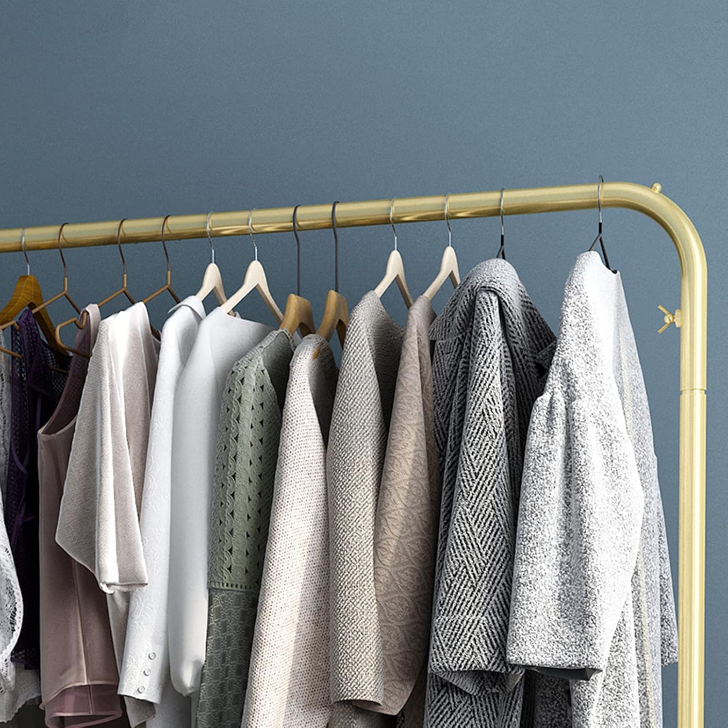 Garment Rack Nordic Modern Clothing Rack With Shelves, Heavy Duty Metal Garment Rack For Hanging Clothes, Retail Display Clothes Rail, Space Saving Coat Rack For Bedroo(Size:100x40x150CM ,Color:Gold)