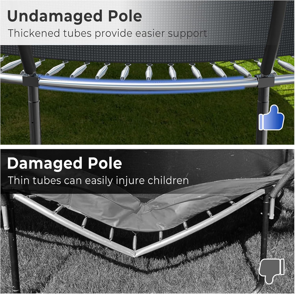 Lyromix 12 14 15 16FT Outdoor Trampolines for Kids and Adults, Pumpkin Trampolin with Curved Poles, Recreational Trampolin with Basketball Hoop and Safety Enclosure Net for Kids and Adults