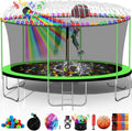 1500 LBS 16FT for Adults and Kids with Sprinkler, Lights with Speaker, Basketball Hoop, Ladder, Safety Enclosure Net, Water Ball, 16 Socks, Outdoor Heavy Duty Recreational - ASTM CPC CPSIA