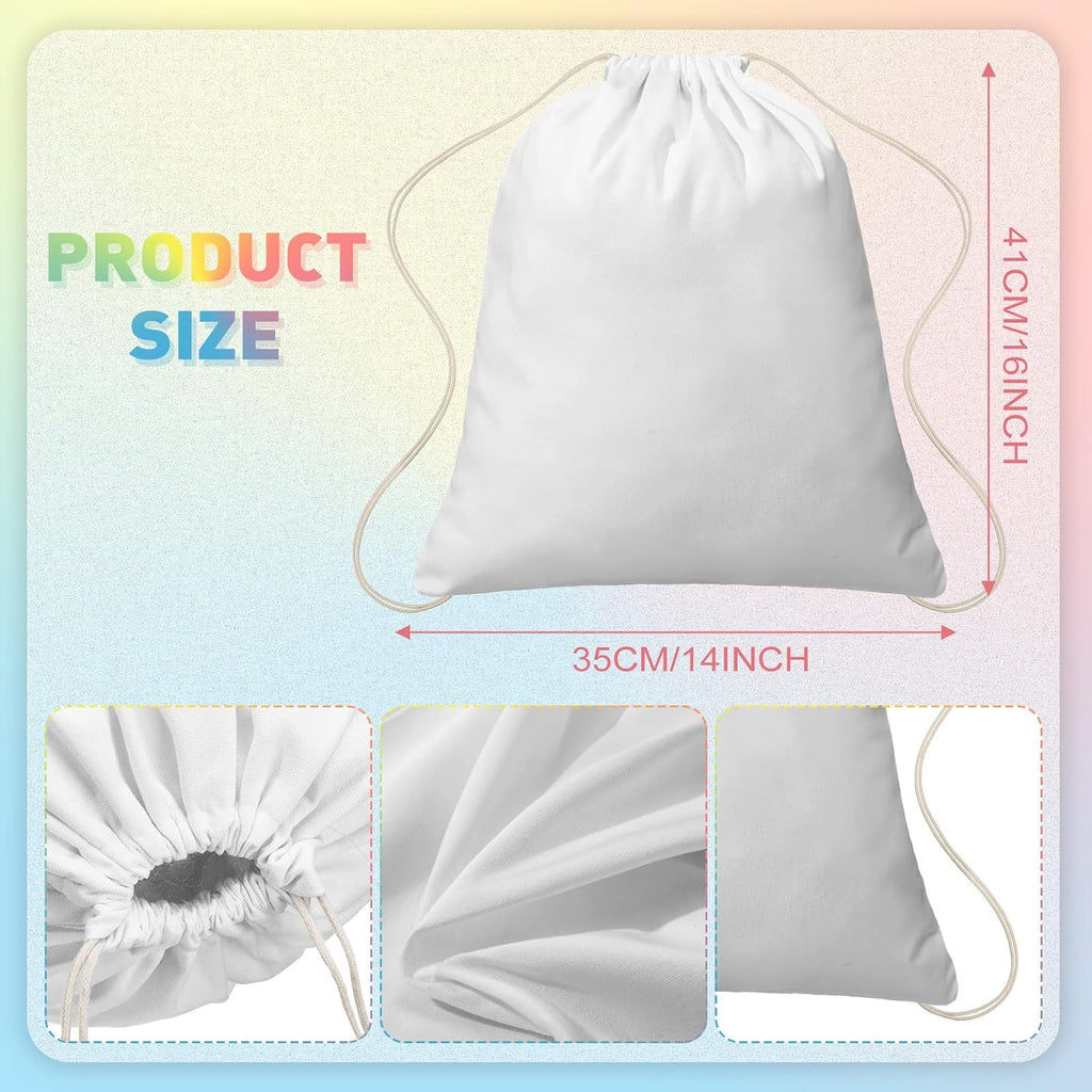 Saintrygo 200 Pcs Tie Dye Drawstring Bags Cotton Sublimation Blank Backpack Bulk Tie Dye Kits Things for Large Groups, 14'x16'