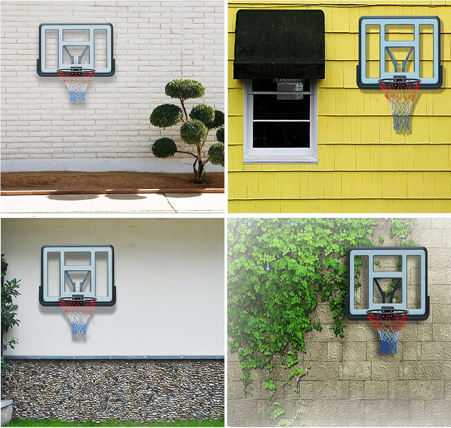 Wall-Mounted Mini Basketball Hoop, Easy-to-Install Indoor and Outdoor Adult and Kids Backboard Training Rack with Sturdy Bracket