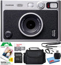 Fujifilm Instax Mini EVO Hybrid Instant Film Camera (Black) (16745183) Bundle with 20 Instant Film Sheets + 32GB Memory Card + Small Padded Case + SD Card Reader + Microfiber Cleaning Cloth