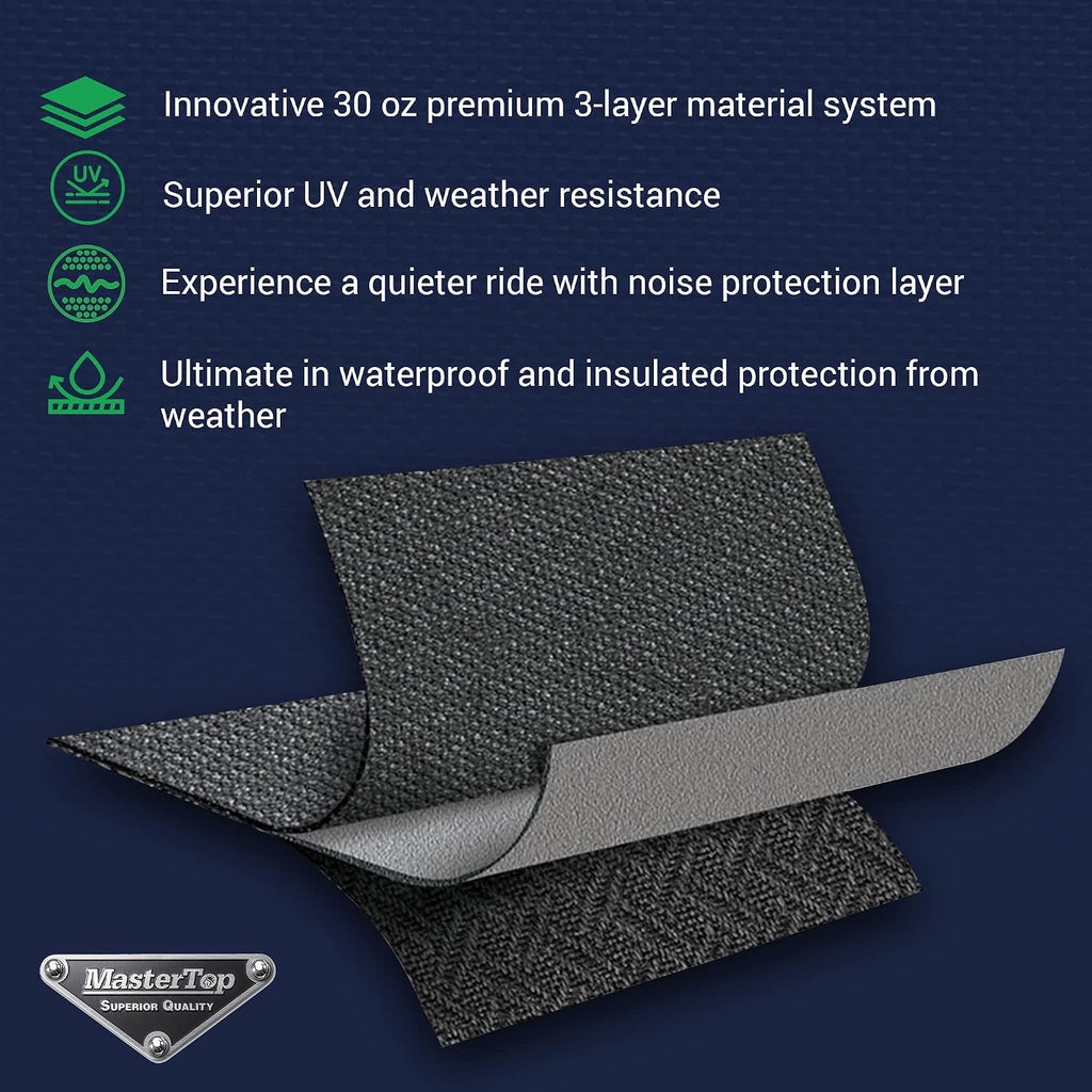 MasterTop Tonneau Cover & Wind Stopper Combo, Black MasterTwill - Fits Jeep Wrangler JL 2-Door 2018-2024 Hard Top Models - Wind Breaker Blocks Backdrafts - Keeps Cargo Area Clean