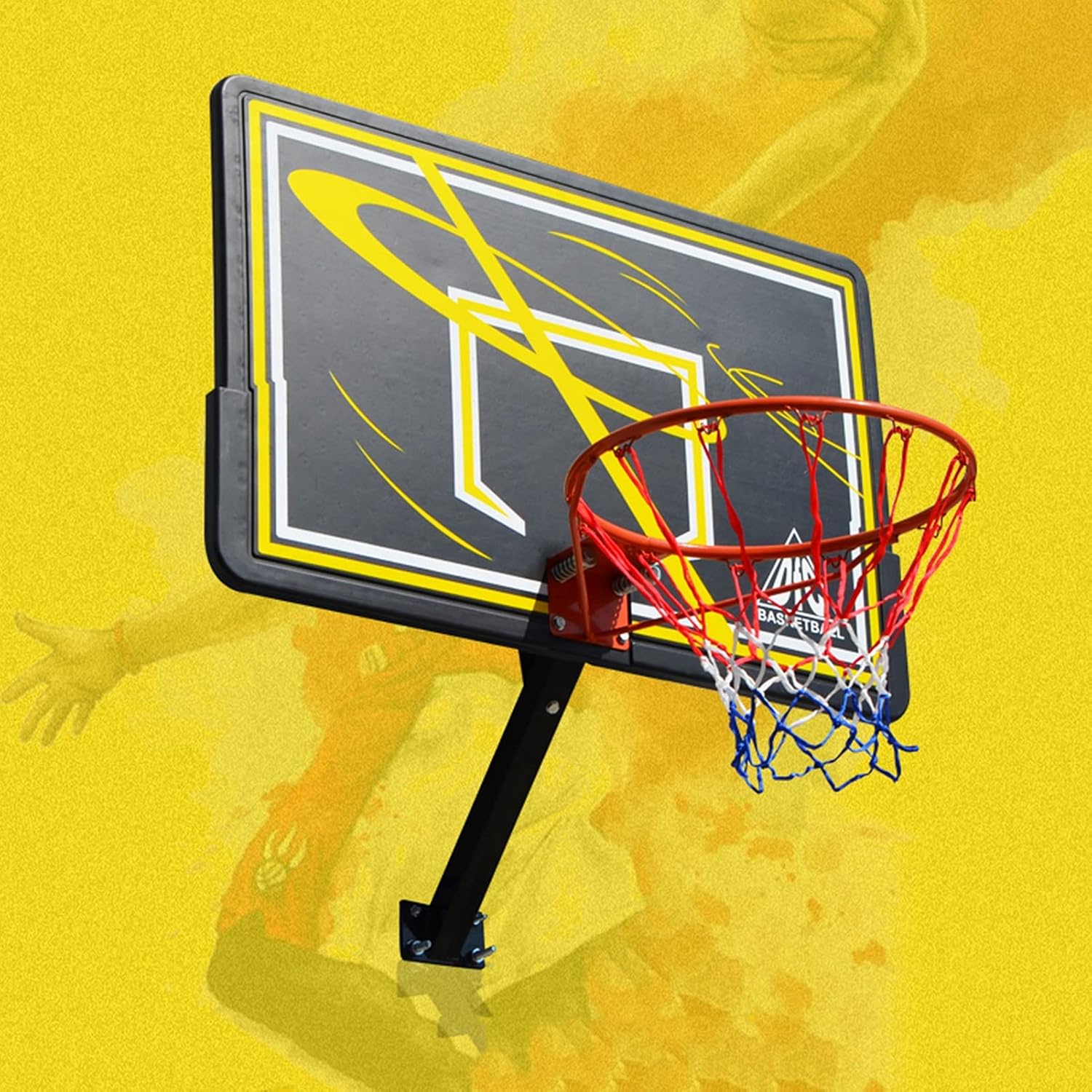 Wall-Mounted Basketball Hoop, Indoor and Outdoor Basketball Stand with Single Arm Support Frame