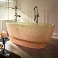 59' Edeyeu Freestanding Bathtub – Oval Ice Crack Solid Surface Bathtub, Luxury Extra Deep Soaking Tub In Natural Resin, Stand Alone Free Standing Tub For Modern Bathroom Design B