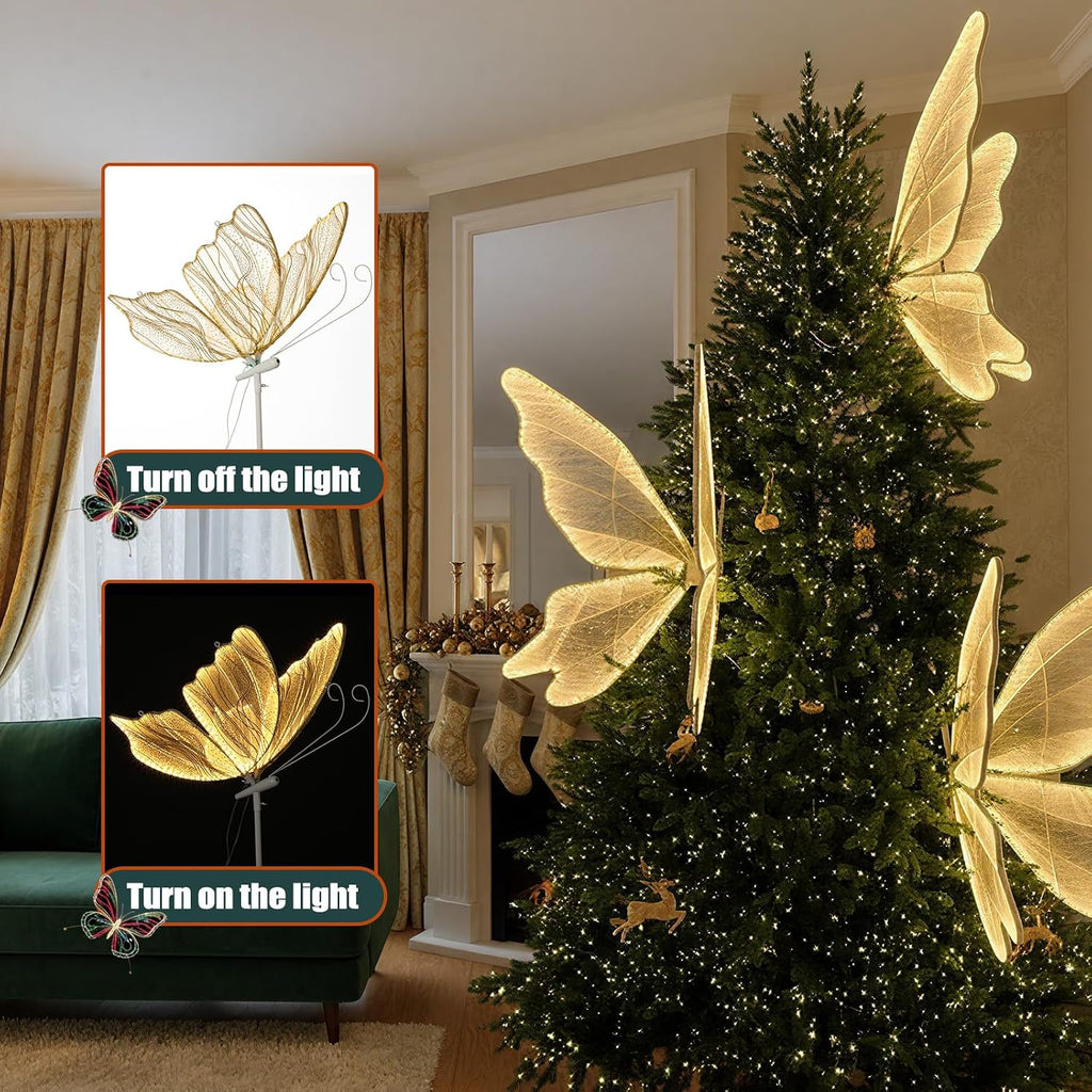 2 Sets Butterfly LED Floor Lamp for Wedding Decor 23.6 Inches Creative Hanging Butterfly Ceiling Light Romantic Bridal Party Spring Wedding Decoration (Gold)