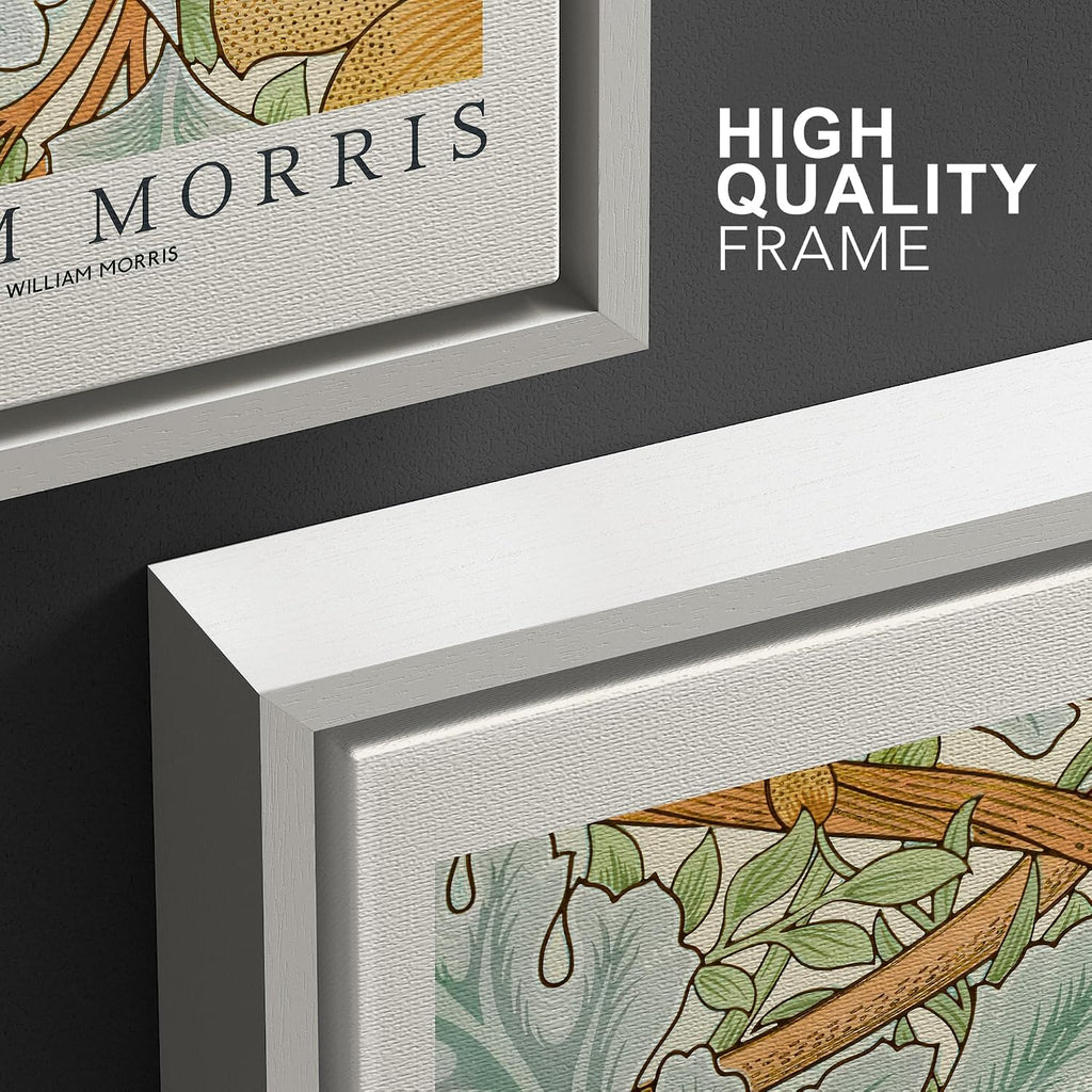 wall26 Framed Canvas Print Wall Art Set William Morris Flower Tapestry Posters Nature Wilderness Illustrations Modern Art Decorative Floral Botanical Minimal Calm for Bedroom - 24'x36'x3 White