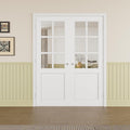 Prehung French Door 72'x80' (2x36 in), 6-Lite Tempered Clear Glass Door Slabs with Jamb, Silver Hinges, 4 Levers & Latch, Solid Core Interior Door, Pre-Finished & Paintable, MDF Double Doors Interior