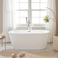 Vanity Art 59' Free Standing Tub Non-Slip Contemporary Design Freestanding Bathtub Soaking Tub with Overflow and Pop-up Drain, UPC Certified