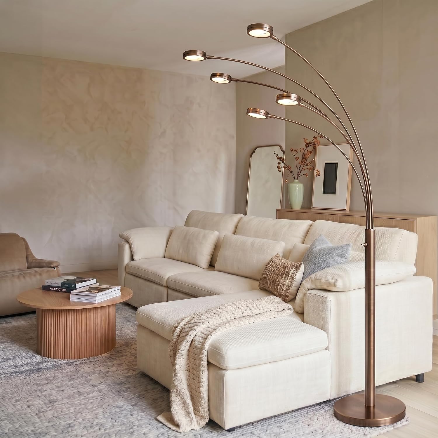 Brightech Orion Arc Floor Lamp for Living Room, Tree Floor Lamp with 5 Adjustable Arms, Multi-Head Standing Lamp with Flexible Rotating LED Lights for Bedroom, Dorm - Bright Hanging Lighting - Bronze