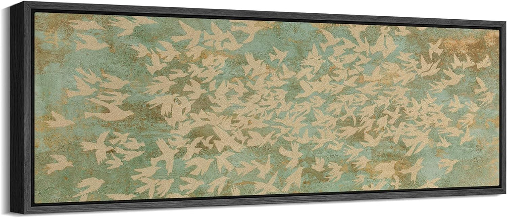 MUDECOR Large Framed Canvas Print Wall Art Vintage Botanical Floral Tapestry Ornamental Garden Antique Retro Ready to Hang Painting for Living Room Bedroom Multi-Sizes - 60'x20'