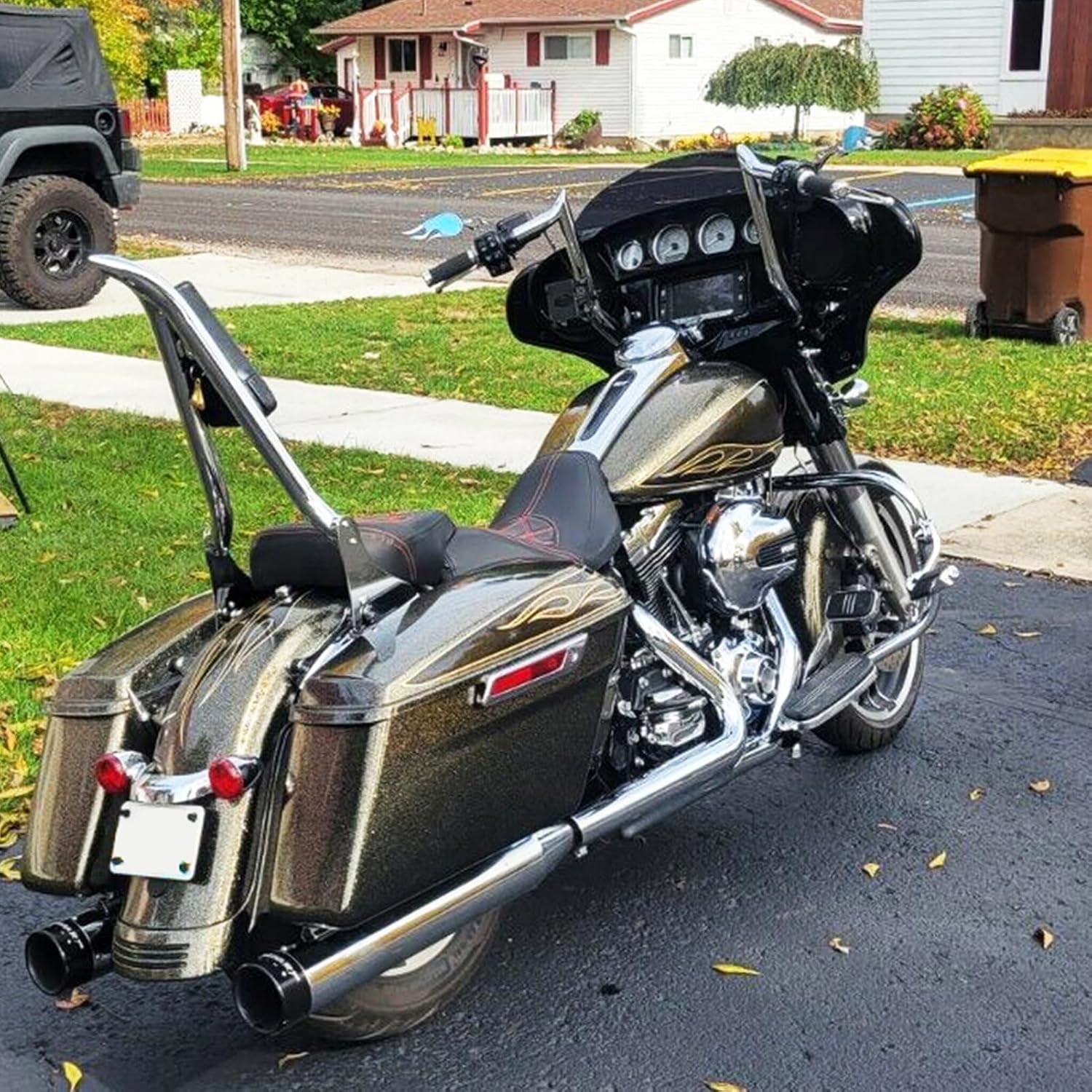 Mofun 12' Handlebars Pre-wired Ape Hangers 1 1/4' Meathook Ape Bar Compatible with Harley Bagger Touring Street Glide Electra Tri Glide Ultra Limited 2014-2023 Chrome