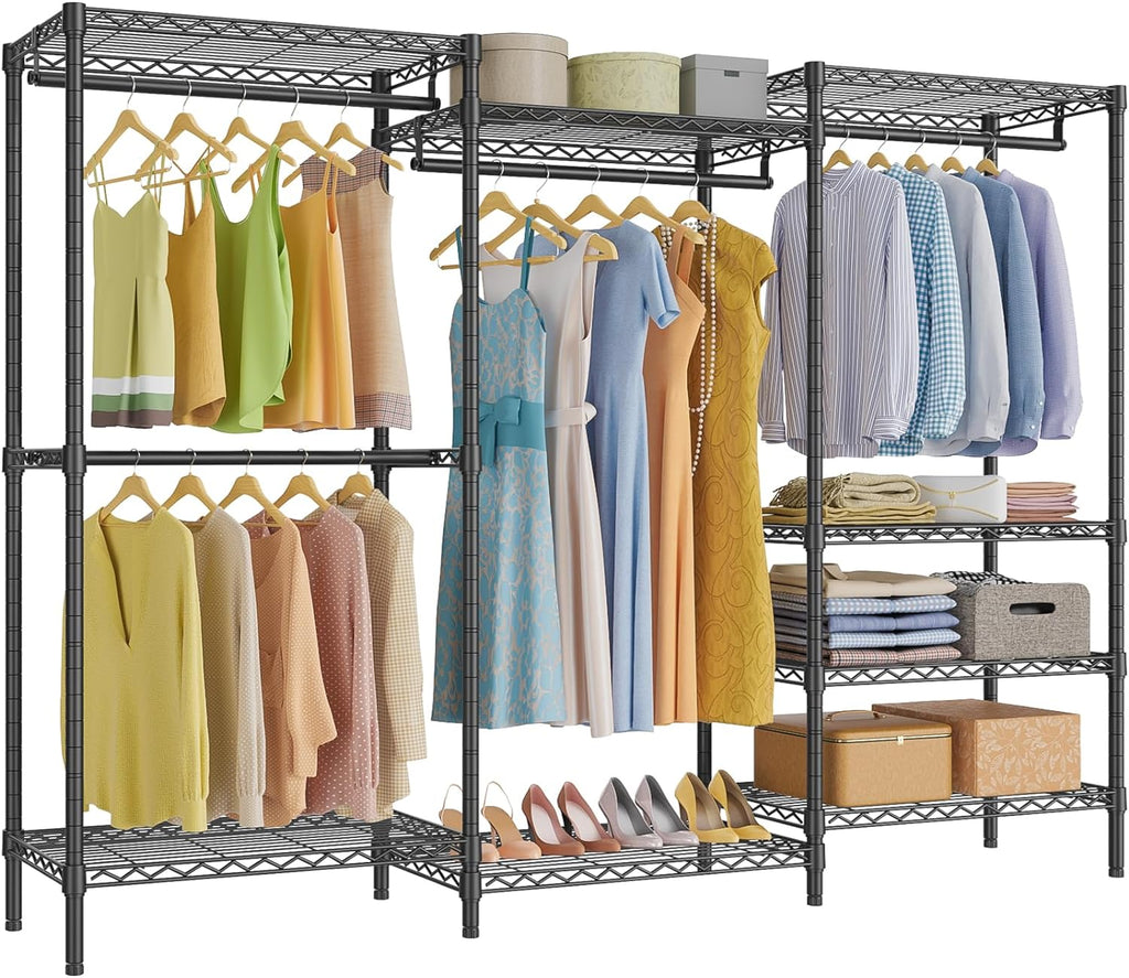 VIPEK V5 Plus Large Portable Closet Rack Freestanding Wardrobe Closet, Multi-Functional Clothes Rack Heavy Duty Metal Clothing Rack for Hanging Clothes, 85.4' L x 15.7' W x 76.4' H, Black