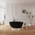 55' Premium Resin Stone Freestanding Bathtub, Matte Black Solid Surface Soaking Tub with Pop-up Drain and Overflow