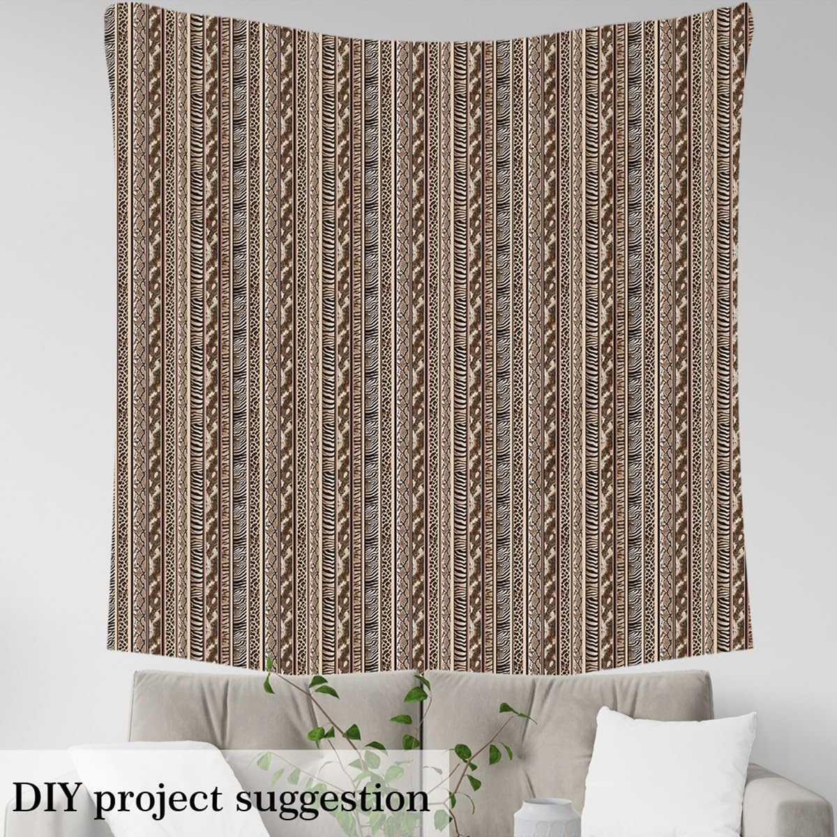 Castle Fairy Animal Skin Stripes Print Fabric by The Yard Cheetah Zebra Snake Tiger DIY Craft Hobby Retro Stripe Decorative Soft Flannel Polyester No Stretch,10 Yards