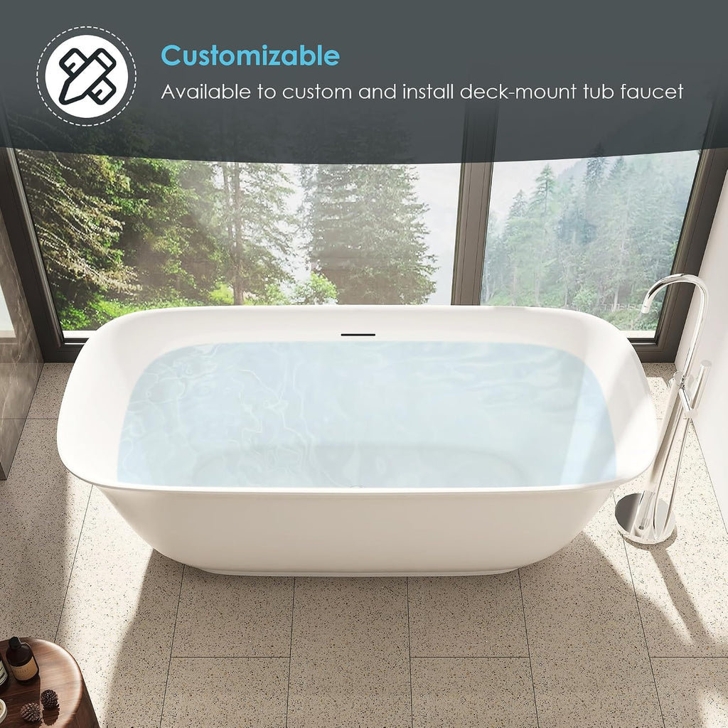 Sarnia 67' x 32' Flatbottom Freestanding Acrylic Soaking Bathtub in Glossy White
