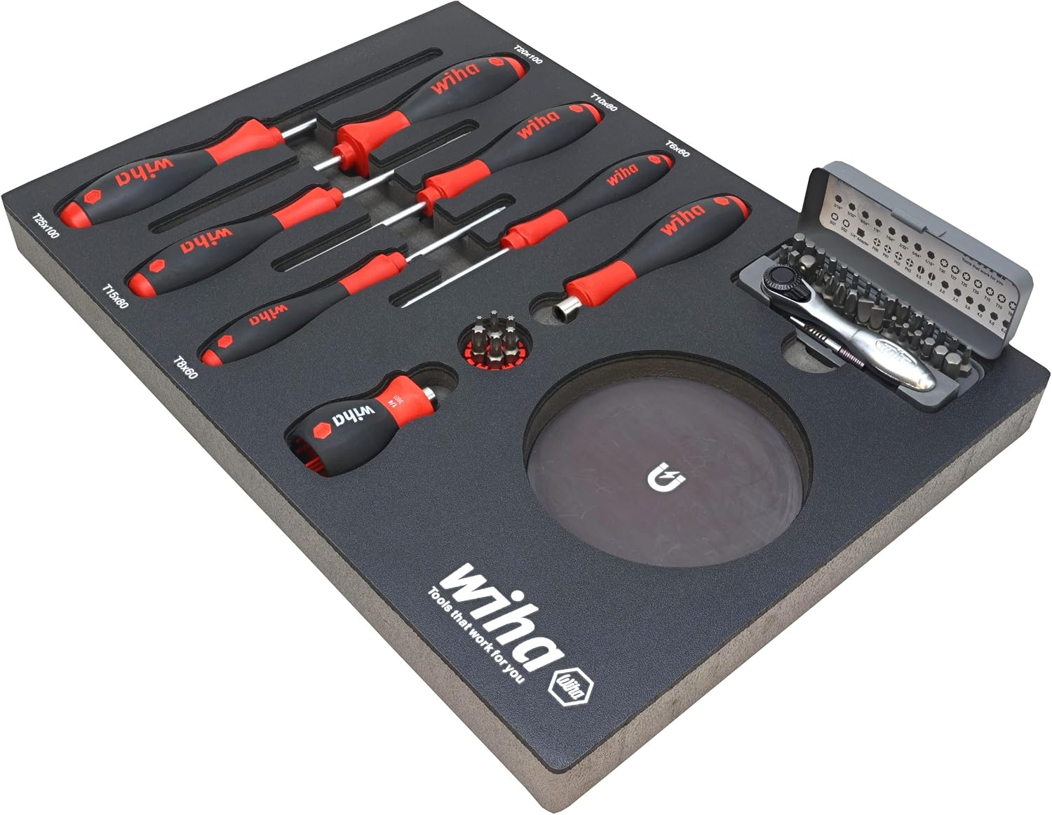 Wiha 91851 45 Piece Knife Maintenance Magnetic Workstation Tray Set