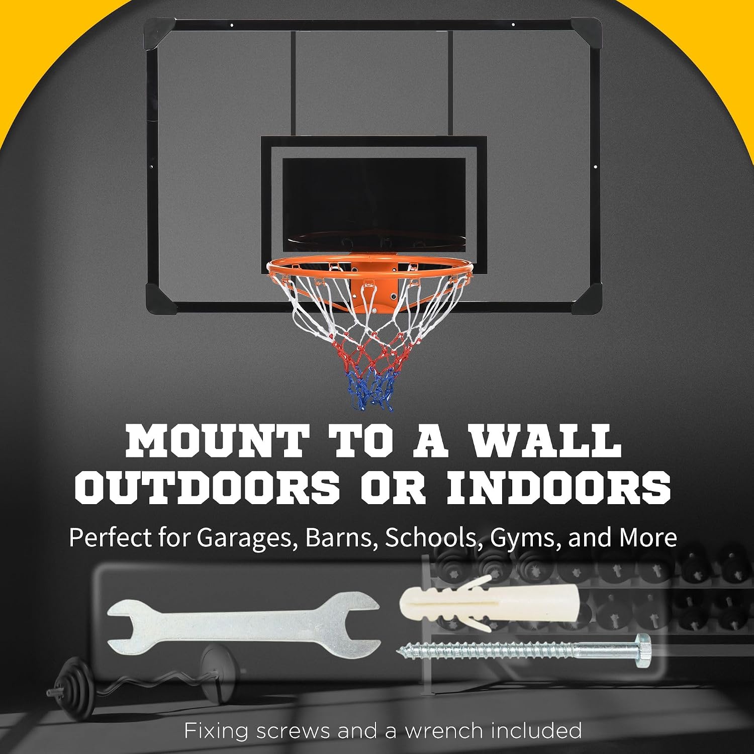 45x29 Shatter Resistant Backboard Wall Mounted Mini Basketball Hoop Durable Rim Professional Quality and Resilient Structure