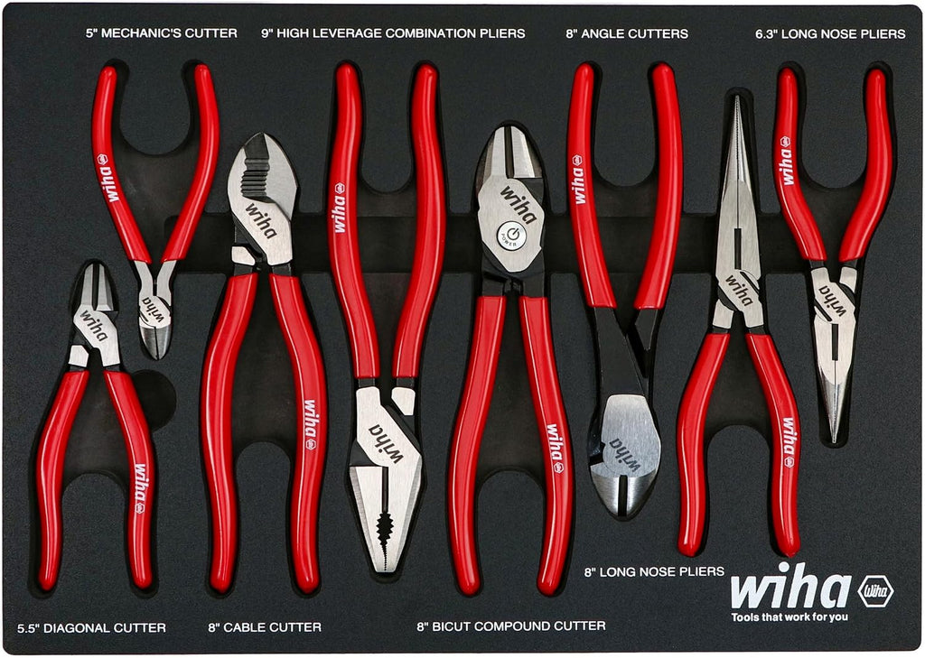 Wiha 34682 8 Piece Classic Grip Pliers and Cutters Tray Set