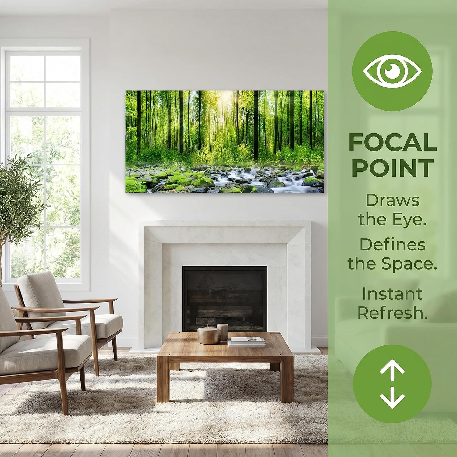 Canvas Wall Art for Bedroom Green Trees Landscape Sunshine Over Forest Photograph Printed Living Room Wall Decoration Large Mural Wall Art Print Artwork Natural Outdoor Pictures Size:30x58inch