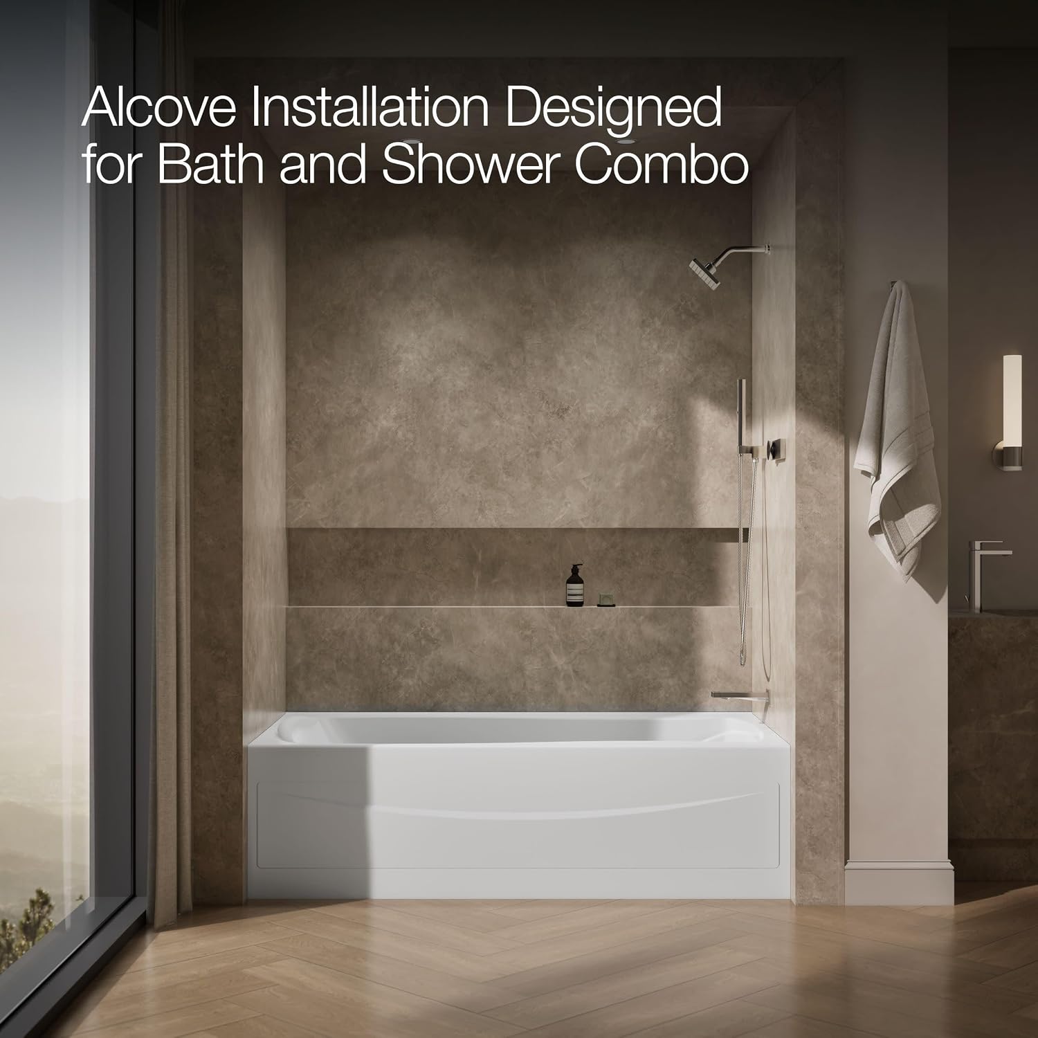 KOHLER K-1257-GHRA 72' X 36' Integral Apron Heated Bubblemassage™ Air Bath With Right-Hand Drain