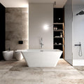 Acrylic Freestanding Bathtub Contemporary Soaking White Tub with Brushed Nickel Overflow and Drain, cUPC Certified - 59 * 29.52 23A01-60