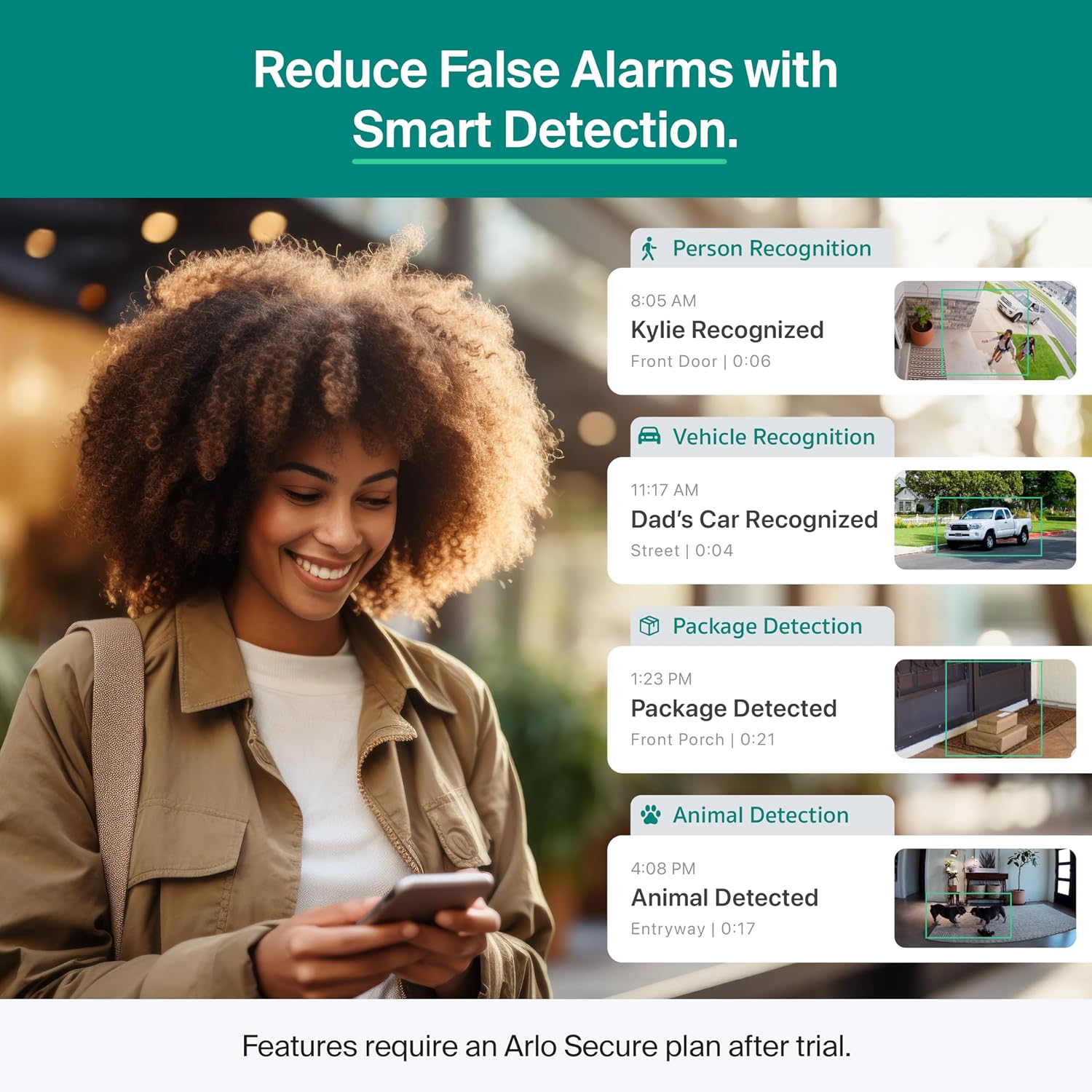 Arlo Essential Pan Tilt Security Camera 2K + 6 Months of Secure Plus Plan - Wired Plug-in Power Outdoor Camera, Person Recognition, Package Detection, Animated Preview, Auto Motion Tracking, 2 Cam