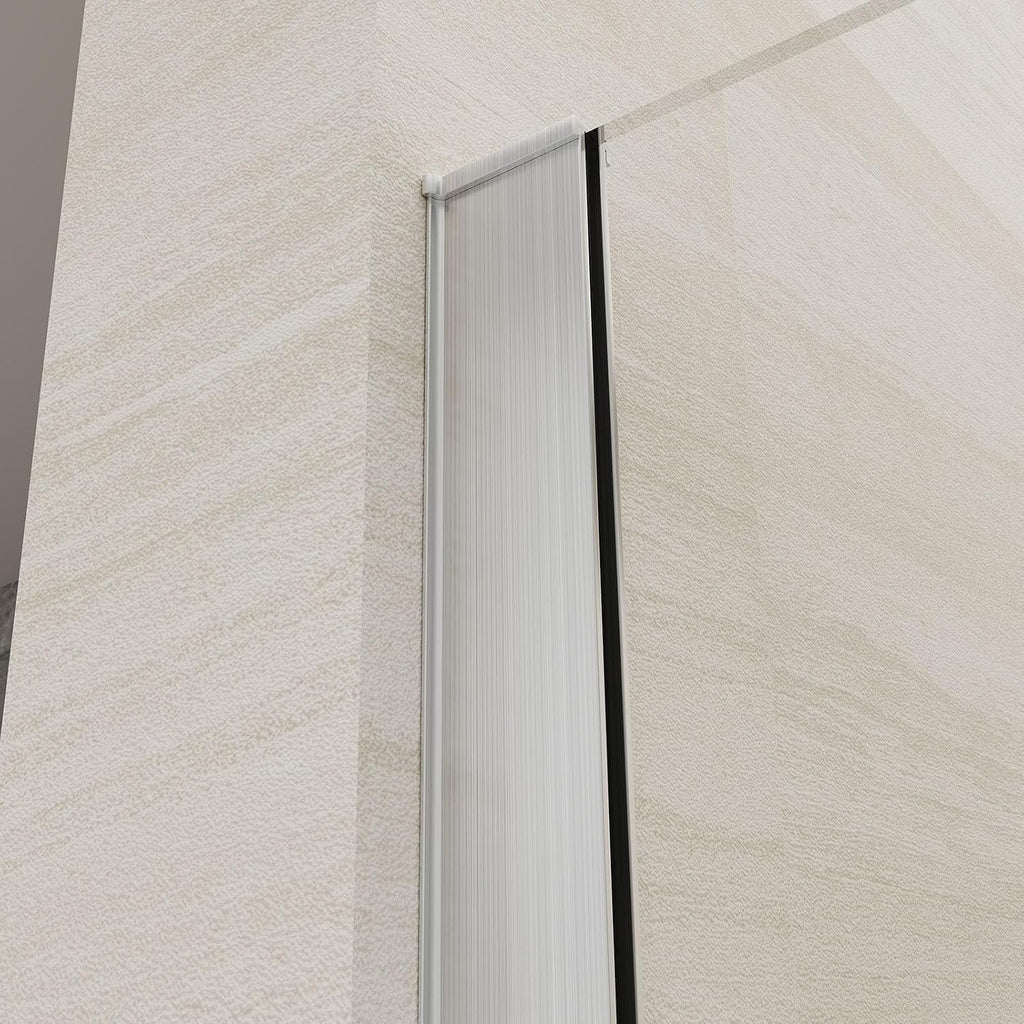 Shower Screen 36' x 76' Half Frameless Shower Wall Panel, Tempered Glass 3/8 inch, Easy to clean Coating, Fixed Glass Shower Door with Hardware (Brushed)