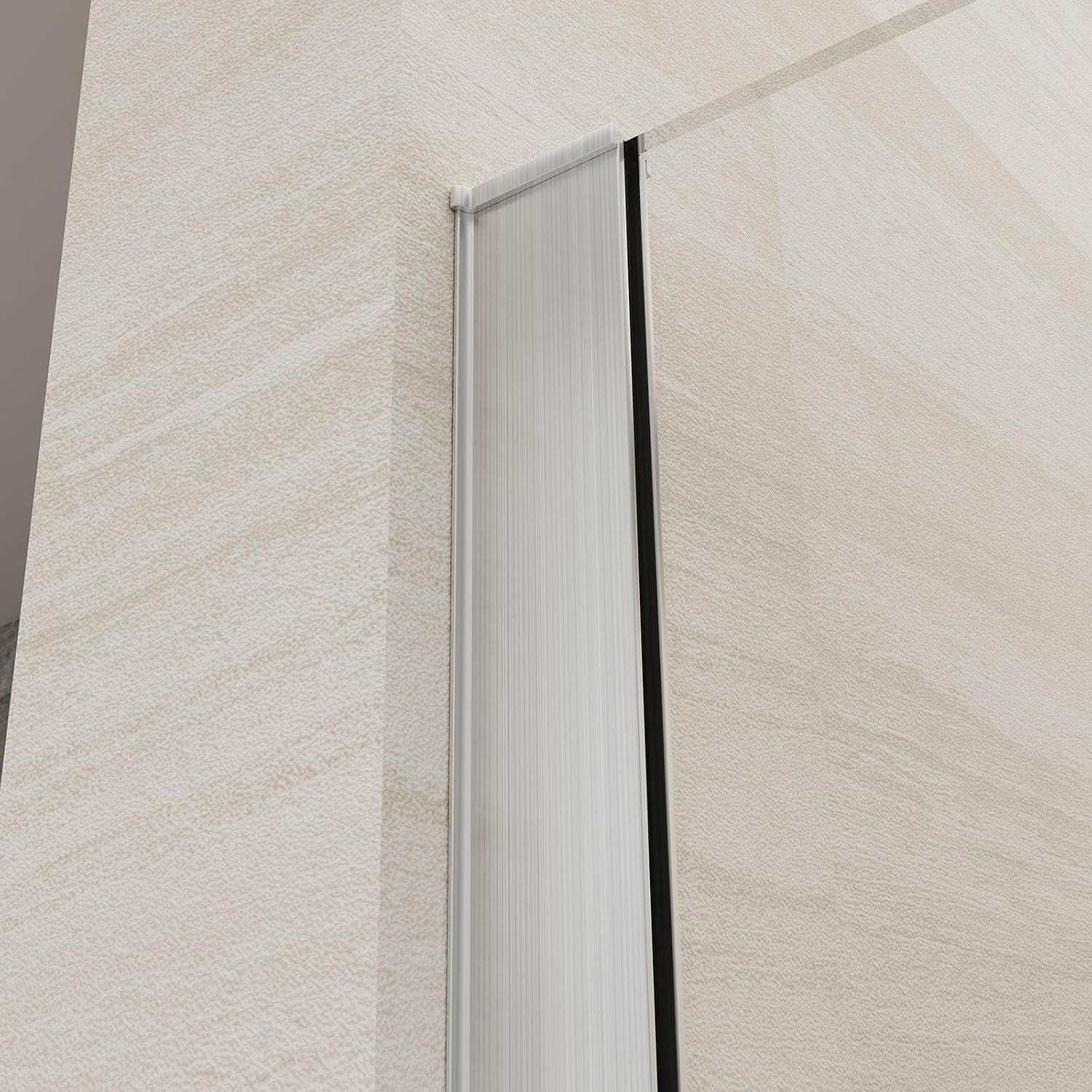 Shower Screen 36' x 76' Half Frameless Shower Wall Panel, Tempered Glass 3/8 inch, Easy to clean Coating, Fixed Glass Shower Door with Hardware (Brushed)