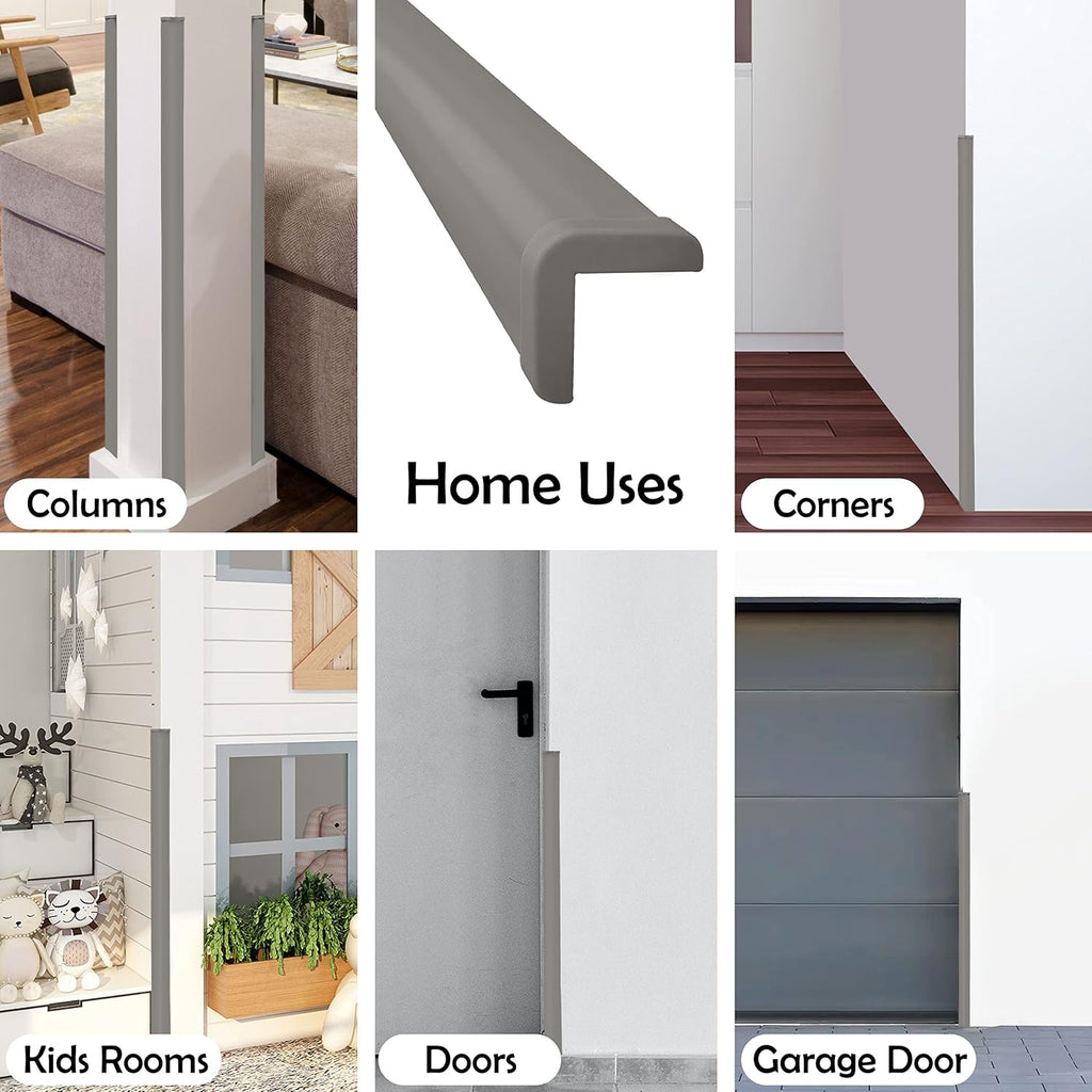 Rubber Bond Wall Corner Guard Edge Protector - 1x1x36 inch Baby Proofing Corner Guards - Self-Adhesive Furniture Edge Strips for Home and Office (15 Pack, Gray)