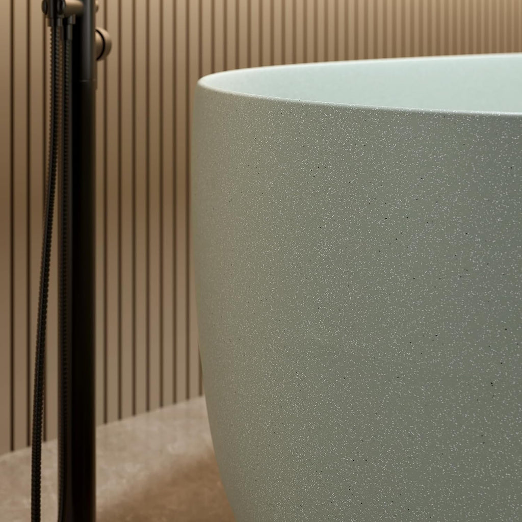 47'' Freestanding Bathtub Resin Stone Soaking Bathtub Solid Tubs with Overflow and Pop up Drain