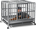 Oranland 38 inch Heavy Duty Indestructible Dog Crate,2025 New Upgraded Reinforced Baseplate for Large Dogs,XL Dog Crate for High Anxiety Dogs/Max Load Capacity 200lbs/Double Door with Wheels（Silver）