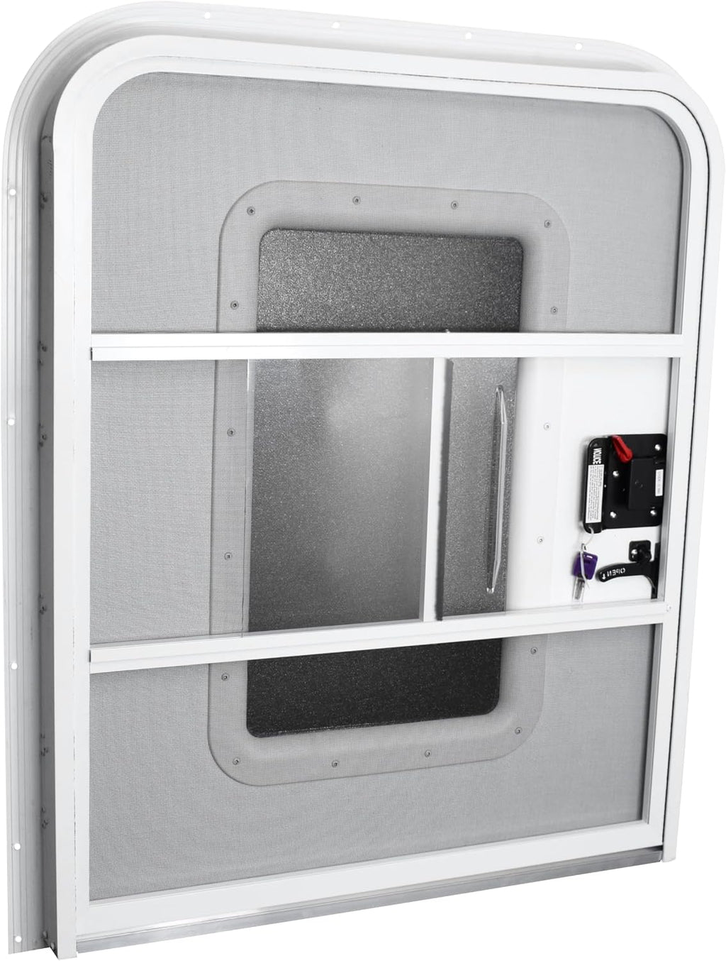 Teardrop 30' X 36' Face Mount Foam Core Passenger Side Door with Radius Corners on Top and Square Bottom with Screen Door (30'(W) X 36'(H) Pass Side, White)