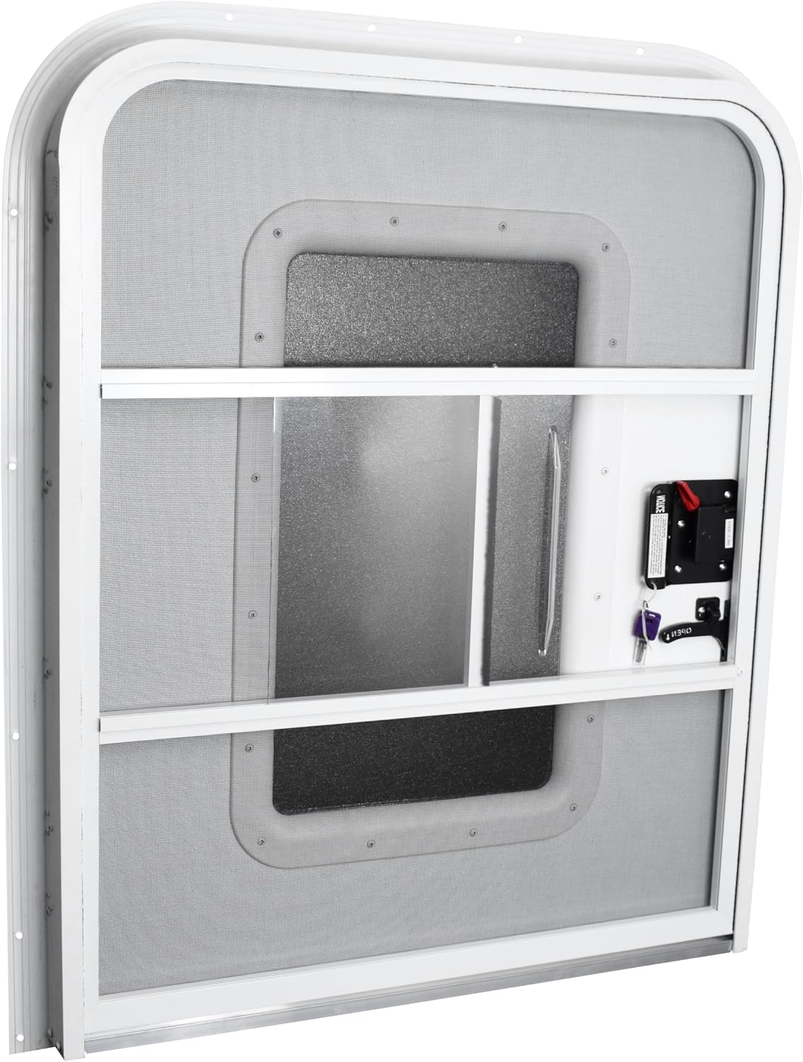 Teardrop 30' X 36' Face Mount Foam Core Passenger Side Door with Radius Corners on Top and Square Bottom with Screen Door (30'(W) X 36'(H) Pass Side, White)