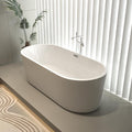 59' Acrylic Freestanding Bathtub-Acrylic Soaking Tubs, Fluted style-Gloss White Freestanding Bathtub With Chrome Overflow and Pop Up Drain