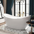 FerdY 67' Freestanding Bathtub, Glossy White Acrylic Soaking Tub, Includes Minimalist Linear Design Overflow and Toe-Tap Brushed Nickel Drain