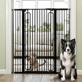 keny 51' Extra Tall Pet Gate, 29.7'-46' Wide Adjustable Cat Gate for Doorway, Hallway, Stairs, Auto-Close & Pressure Mounted, No Drilling, Black