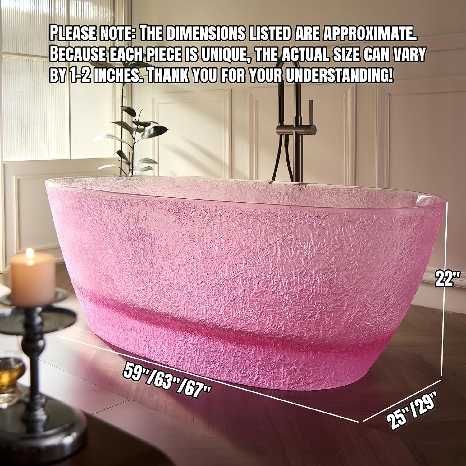 67' Edeyeu Freestanding Bathtub – Oval Ice Crack Solid Surface Bathtub, Luxury Extra Deep Soaking Tub In Natural Resin, Stand Alone Free Standing Tub For Modern Bathroom Design C