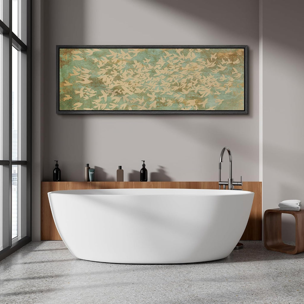 MUDECOR Large Framed Canvas Print Wall Art Vintage Botanical Floral Tapestry Ornamental Garden Antique Retro Ready to Hang Painting for Living Room Bedroom Multi-Sizes - 60'x20'