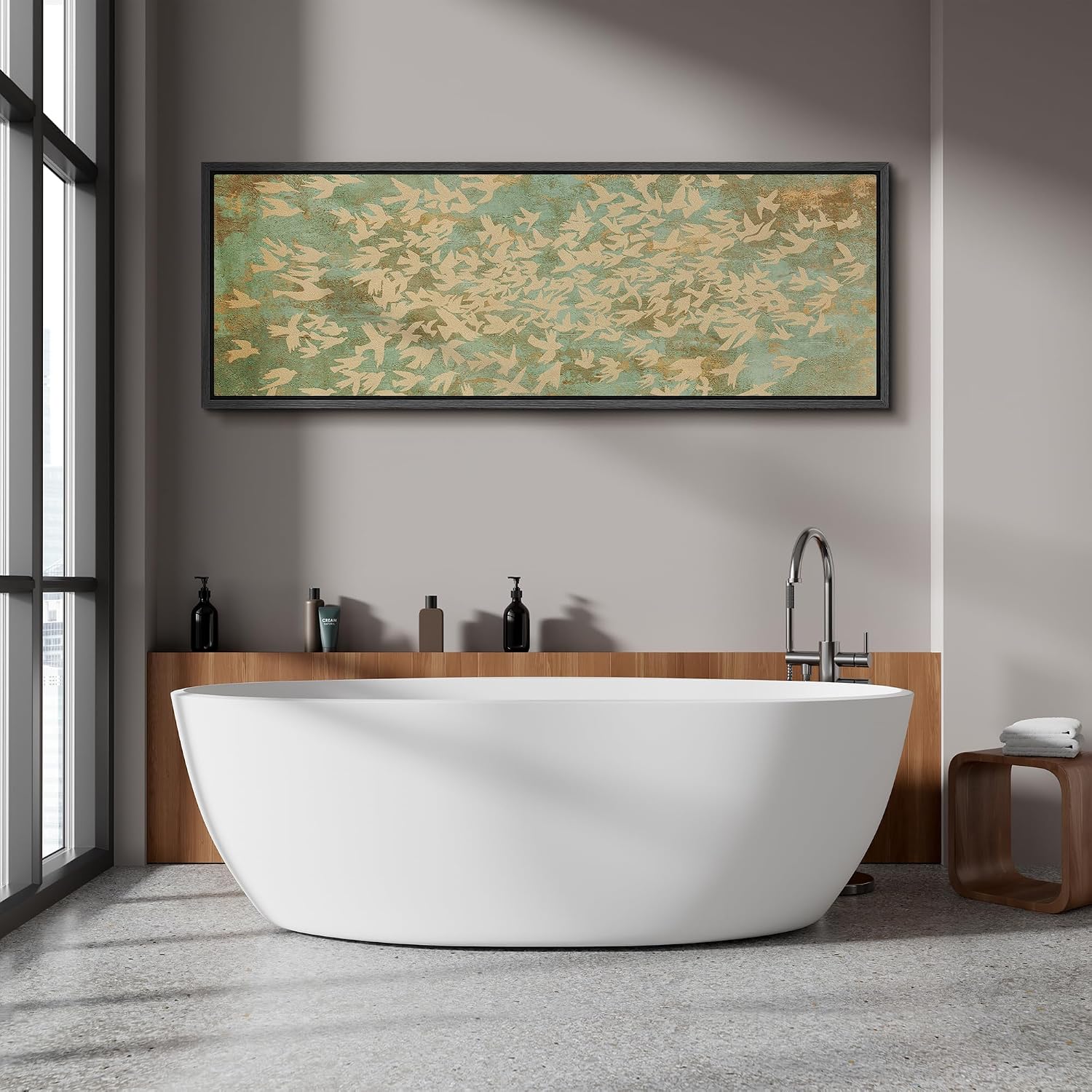 MUDECOR Large Framed Canvas Print Wall Art Vintage Botanical Floral Tapestry Ornamental Garden Antique Retro Ready to Hang Painting for Living Room Bedroom Multi-Sizes - 60'x20'