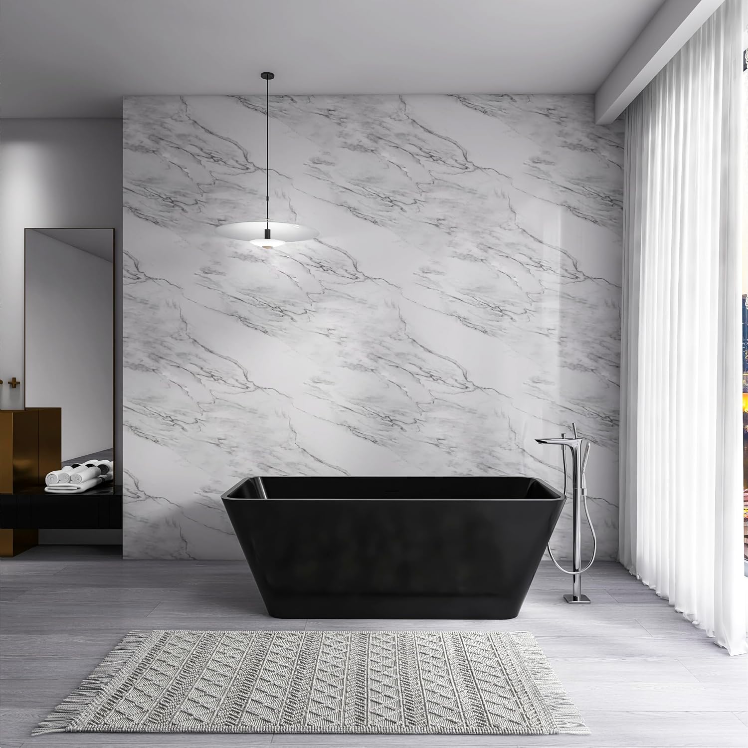 67 inch freestanding solid soaking bathtub for bathroom