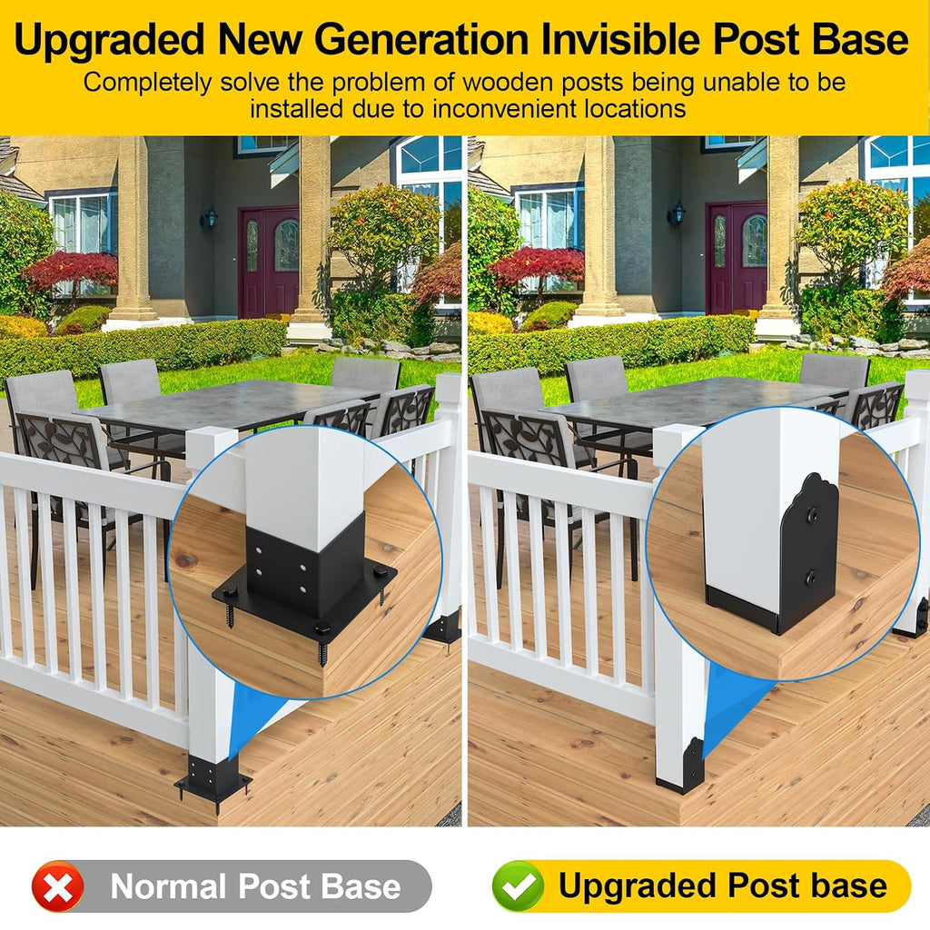 4x4 Post Base, 8Pcs Stainless Steel Adjustable Post Anchor Bracket (Internal 3.5 x 3.5), Adjustable Post Base for Pavilion Deck Porch Handrail Railing Support Decorative Anchor Plate