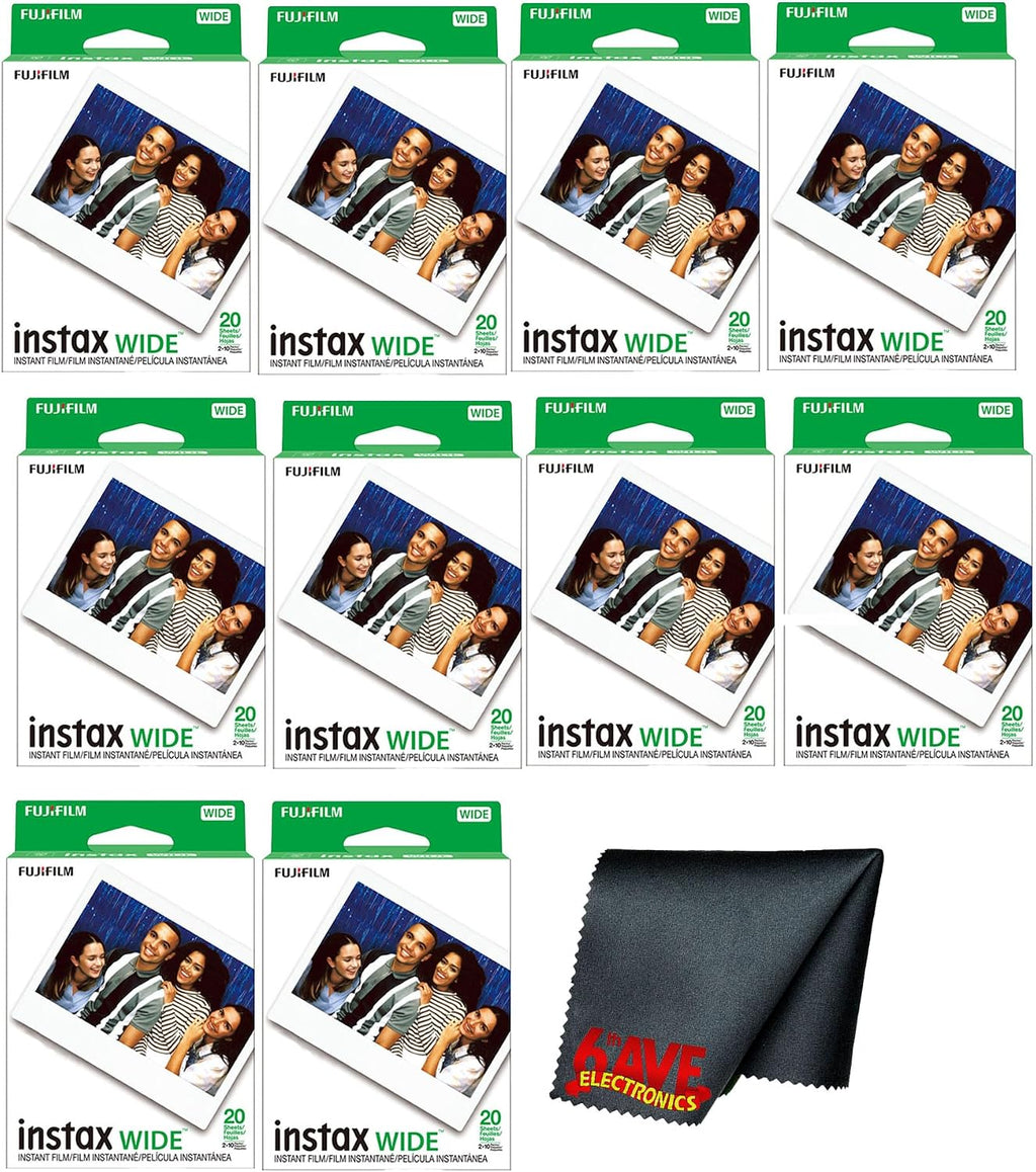 Fujifilm instax Wide Instant Film (200 Photo Exposures) Bundle with Diginerds Microfiber Cleaning Cloth