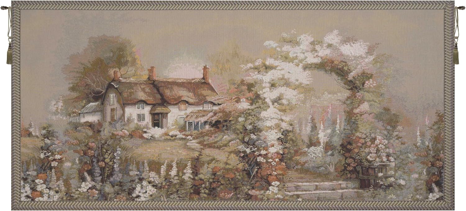 Charlotte Home Furnishings Inc Tapestry Wall Hanging, 27 x 51 Inch Garden of Eden Wall Art, Jacquard Woven Boho Tapestry, Cotton Wall Tapestry for Bedroom, Living Room & Home Decor, European Soft Cotton Fabric